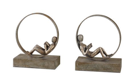 LOUNGING READER BOOKENDS S/2