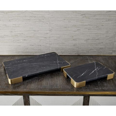 ELEVATED TRAY/PLATEAU BLACK MARBLE LARGE