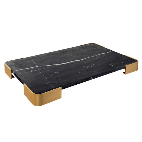 ELEVATED TRAY/PLATEAU BLACK MARBLE LARGE
