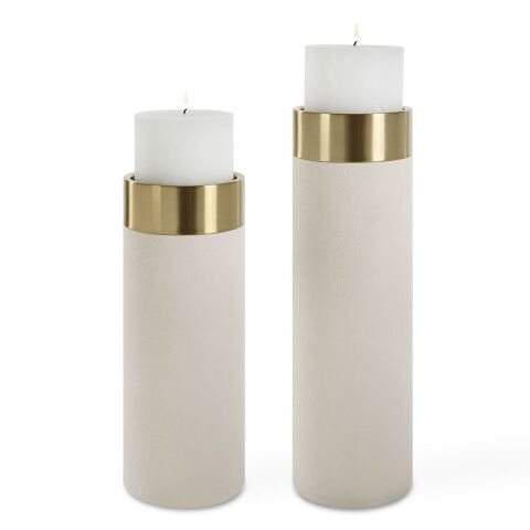 Wessex Candle Holders, White, S/2
