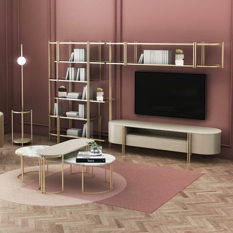 BLUSH TV ÜNİTESİ KİTAPLIK+TV