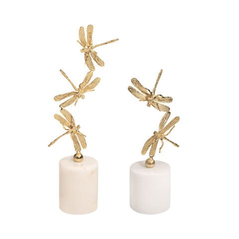 GRACE DRAGONFLY DEKORATİF OBJE SETİ - BRASS
