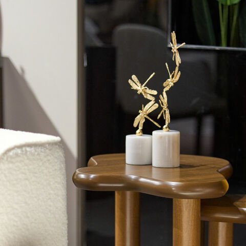 GRACE DRAGONFLY DEKORATİF OBJE SETİ - BRASS